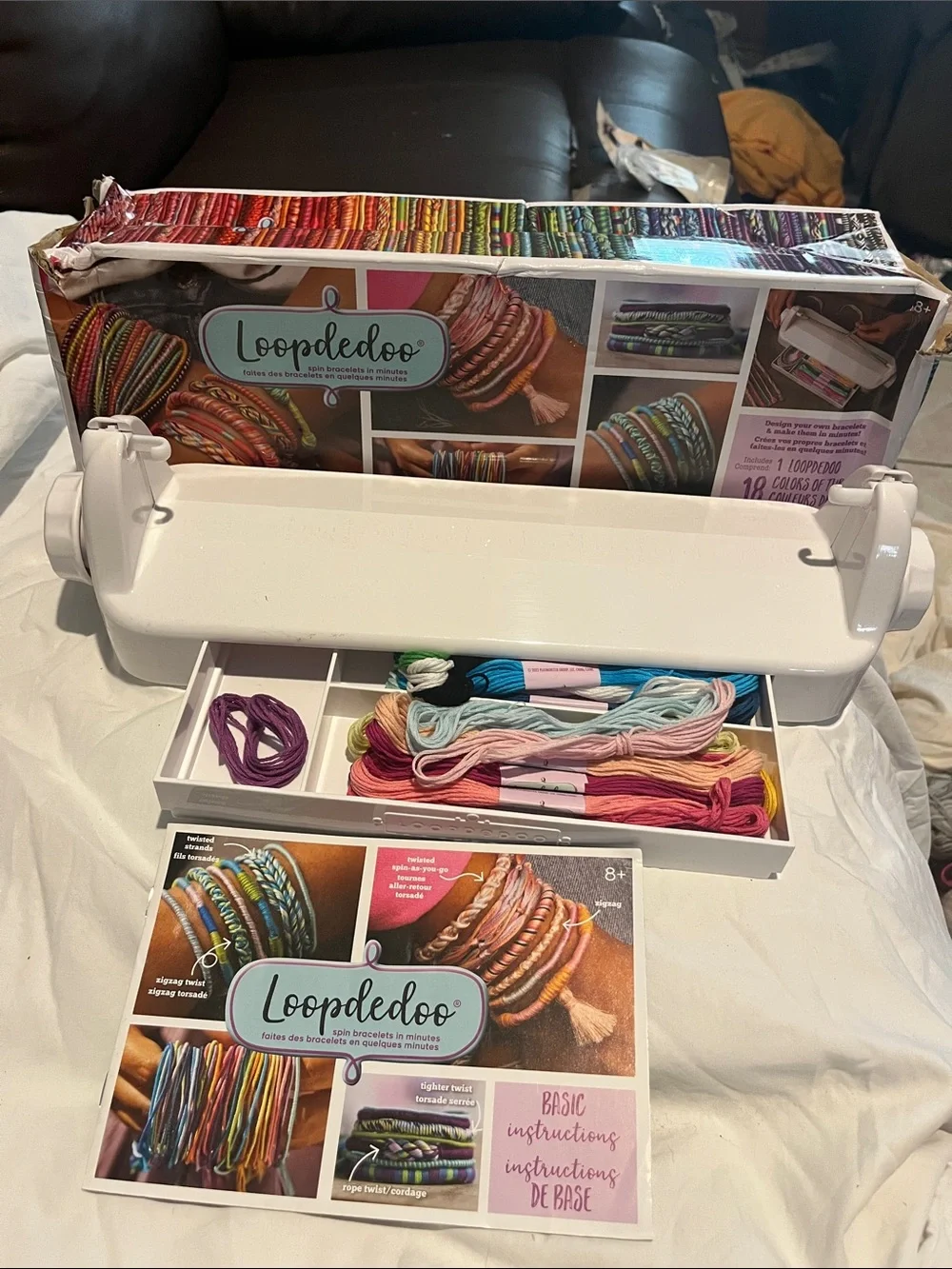 White Bracelet Maker with Multicolor Floss Kit